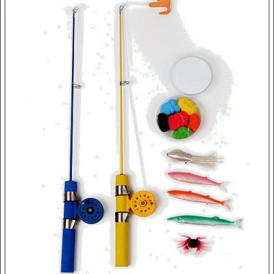 Patented Toys !!! Simulative Lures with Fiberglass Fishing Rod